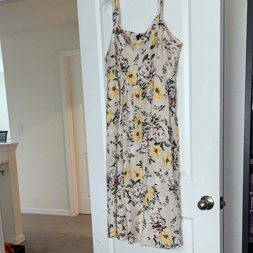 Torrid Floral Midi Dress in Cream and Yellow